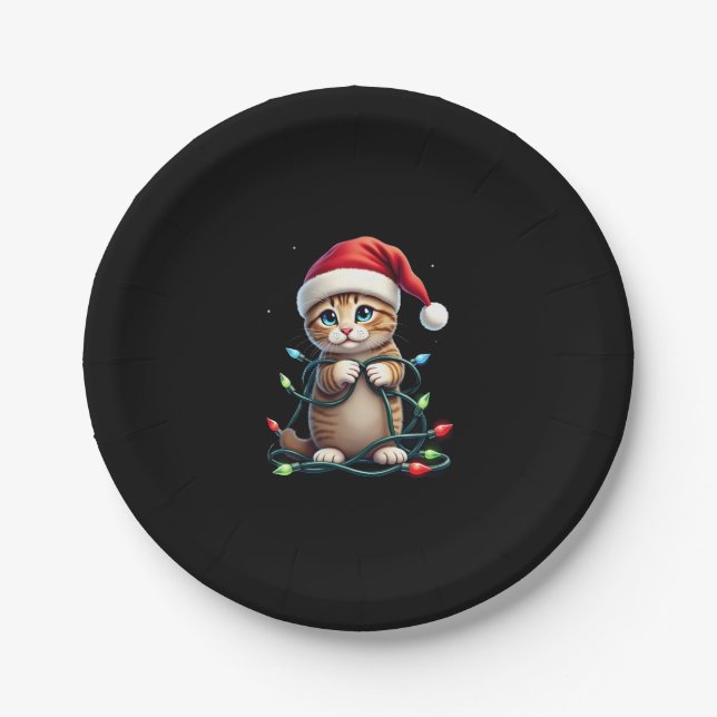 Siamese Cat Christmas V-Neck (3) Paper Plate (Front)