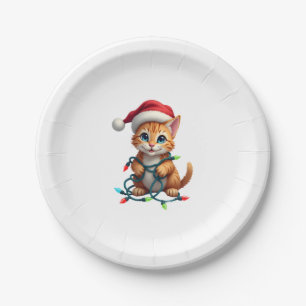 Siamese Cat Christmas V-Neck (3) Paper Plate