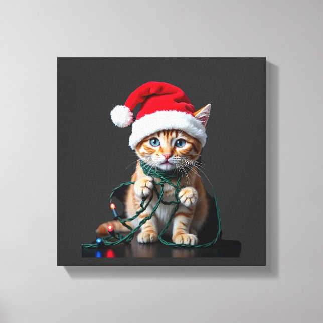 Siamese Cat Christmas V-Neck Canvas Print (Front)