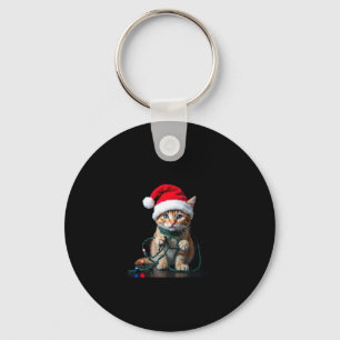 Siamese Cat Christmas V-Neck Key Ring