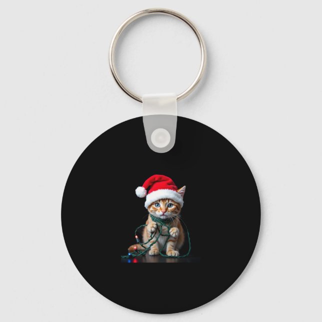 Siamese Cat Christmas V-Neck Key Ring (Front)