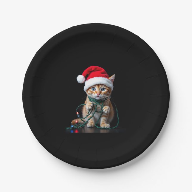Siamese Cat Christmas V-Neck Paper Plate (Front)