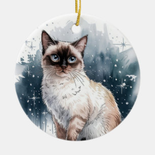 Siamese Cat Circle Christmas Xmas Ornament