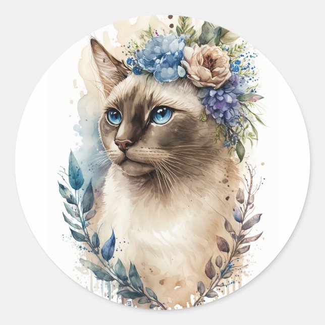 Siamese Cat Classic Round Sticker (Front)