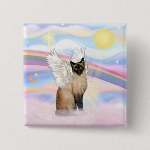 Siamese Cat - Clouds 15 Cm Square Badge