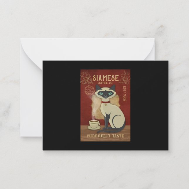 Siamese Cat Coffee Love Purrrfect Taste Coffee Cat Card (Front)