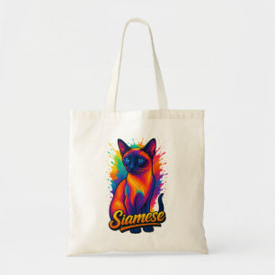 Siamese Cat Colorful Pop Art Design for Cat Lovers Tote Bag