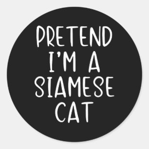 Siamese Cat Costume Halloween Lazy Easy Classic Round Sticker