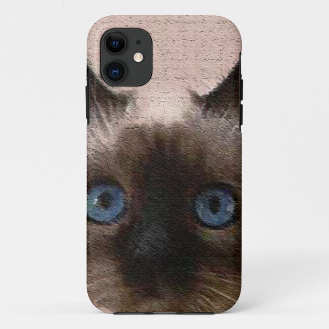 siamese cat crackle old aged cracked Hi Hello Case-Mate iPhone Case (Back)