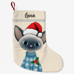 Siamese Cat Custom Pet Small Christmas Stocking