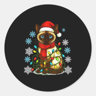 Siamese Cat Cute Cat Lover Cat Xmas Holiday Santa  Classic Round Sticker