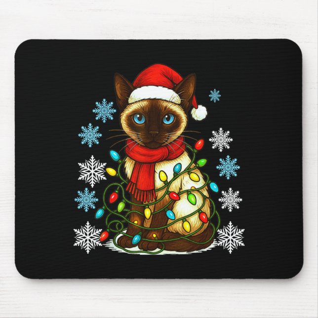 Siamese Cat Cute Cat Lover Cat Xmas Holiday Santa  Mouse Mat (Front)