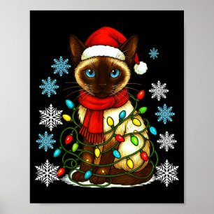 Siamese Cat Cute Cat Lover Cat Xmas Holiday Santa  Poster