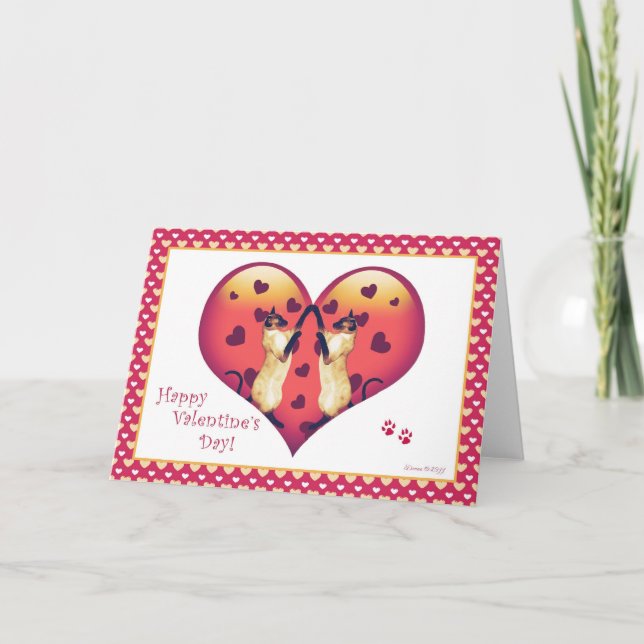 Siamese Cat Cute Valentine's Day Blank Card (Front)