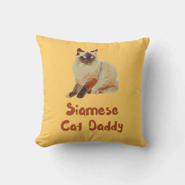 Siamese Cat Daddy T-Shirt Cushion (Front)