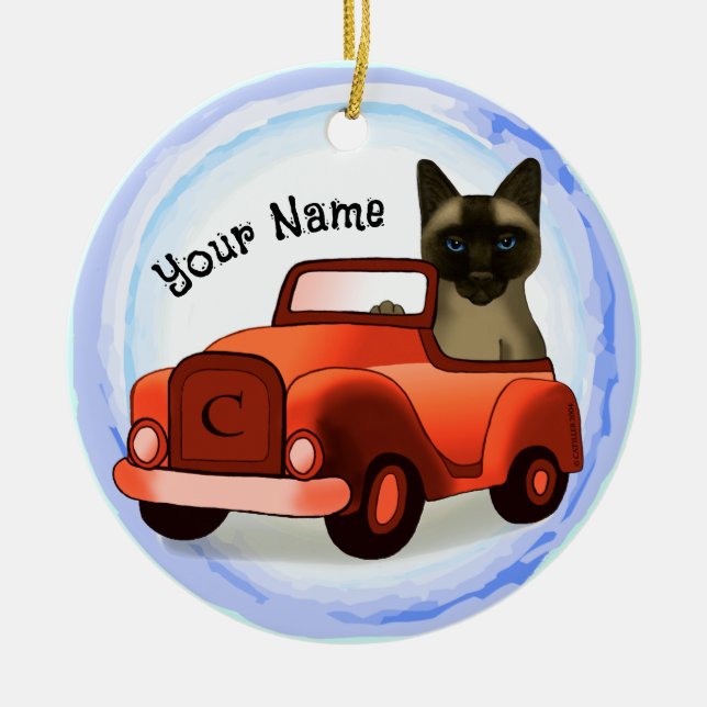 Siamese Cat Driving Car  ornament (Front)