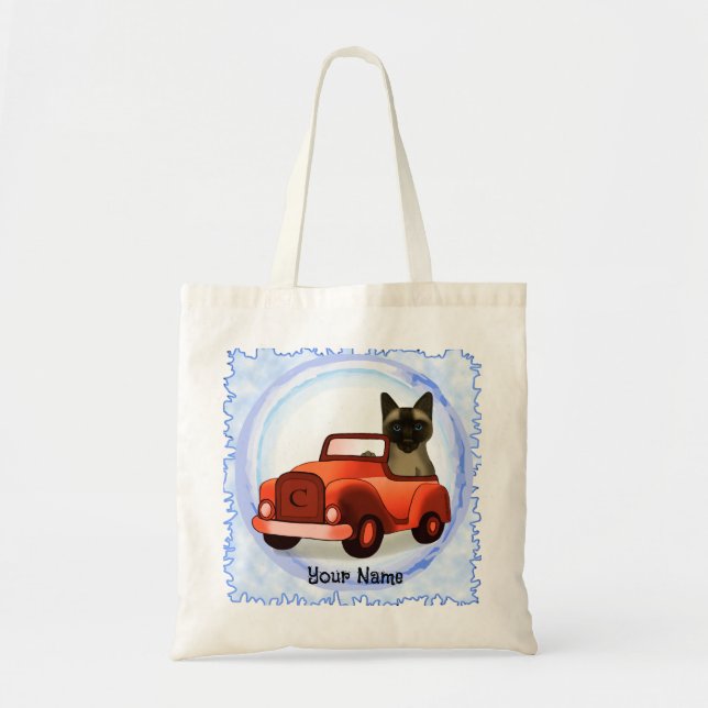 Siamese Cat Driving Car  Tote Bag (Front)