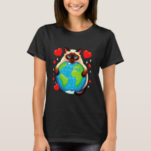 Siamese Cat Earth Day Hug Love Owner Planet Lover T-Shirt