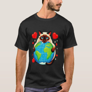 Siamese Cat Earth Day Hug Love Owner Planet Lover T-Shirt
