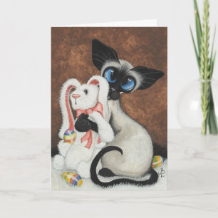 Siamese Cat Easter Bunny by Bihrle Card