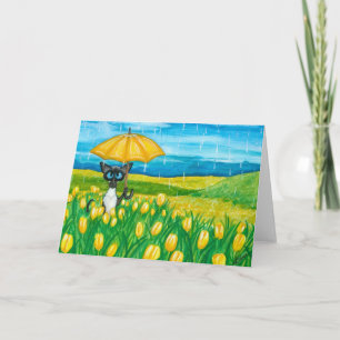 Siamese Cat Easter Spring Blank Greeting Card
