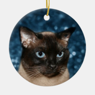 Siamese cat face ceramic tree decoration