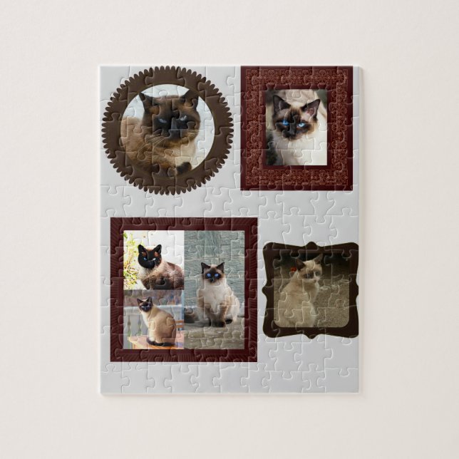 Siamese cat family frame photo gift jigsaw puzzle (Vertical)