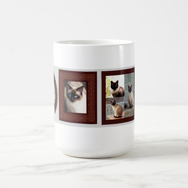 Siamese cat family frame photo gift morphing mug (Center)
