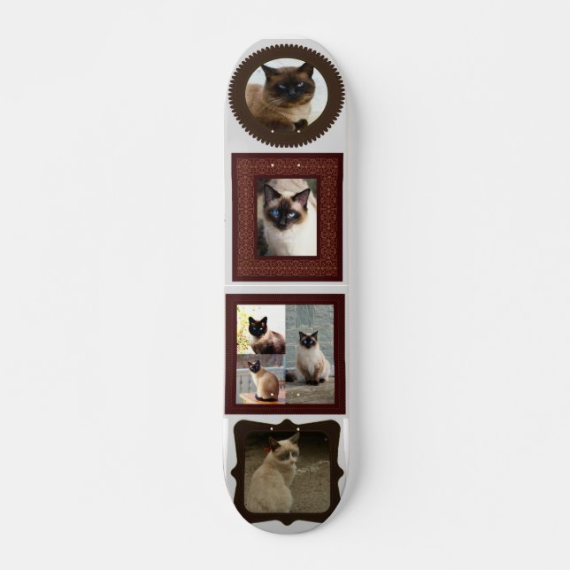 Siamese cat family frame photo gift skateboard (Front)