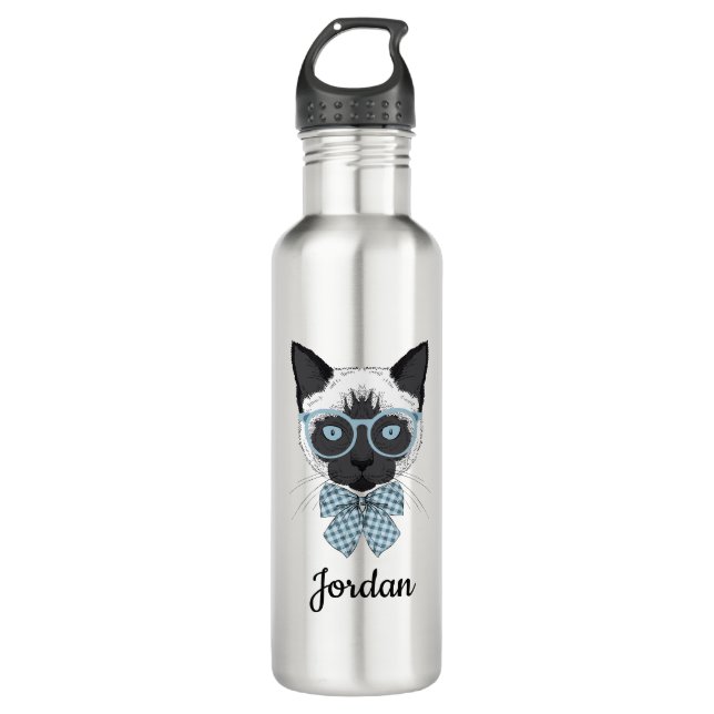 Siamese Cat Fashion Smart | Add Your Name 710 Ml Water Bottle (Front)