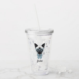 Siamese Cat Fashion Smart   Add Your Name Acrylic Tumbler