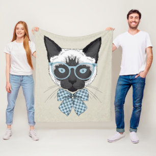 Siamese Cat Fashion Smart Fleece Blanket