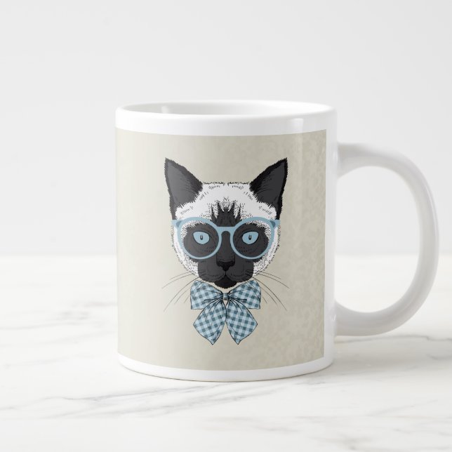 Siamese Cat Fashion Smart Large Coffee Mug (Right)