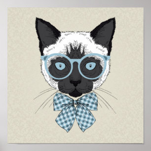 Siamese Cat Fashion Smart Poster