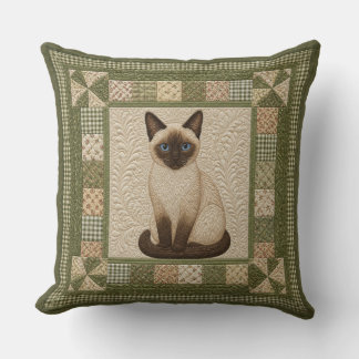 Siamese Cat Faux Quilt Cushion