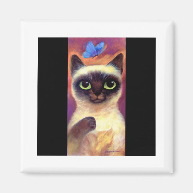 Siamese Cat Feline Butterfly Art - Multi Magnet (Front)