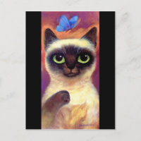 Siamese Cat Feline Butterfly Art - Multi