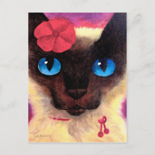 Siamese Cat Feline Pet Painting - Multi Postcard