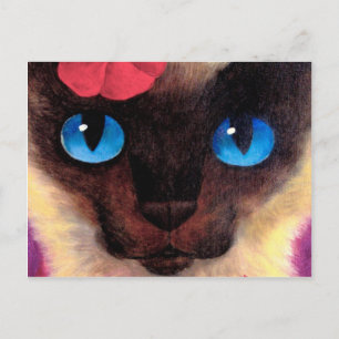 Siamese Cat Feline Pet Painting - Multi Postcard