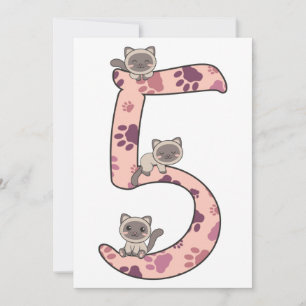Siamese Cat Fifth Birthday For Kids Cats Invitatio Invitation