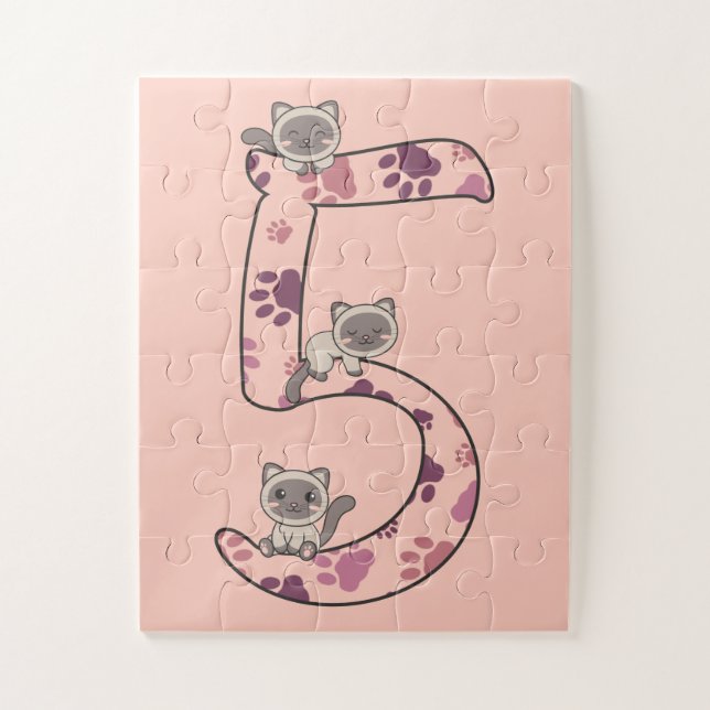 Siamese Cat Fifth Birthday For Kids Cats Jigsaw Pu Jigsaw Puzzle (Vertical)