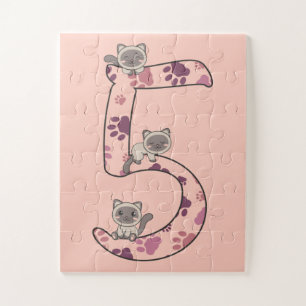 Siamese Cat Fifth Birthday For Kids Cats Jigsaw Pu Puzzle