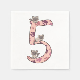 Siamese Cat Fifth Birthday For Kids Cats Napkins