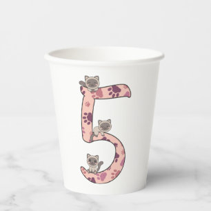 Siamese Cat Fifth Birthday For Kids Cats Paper Cup