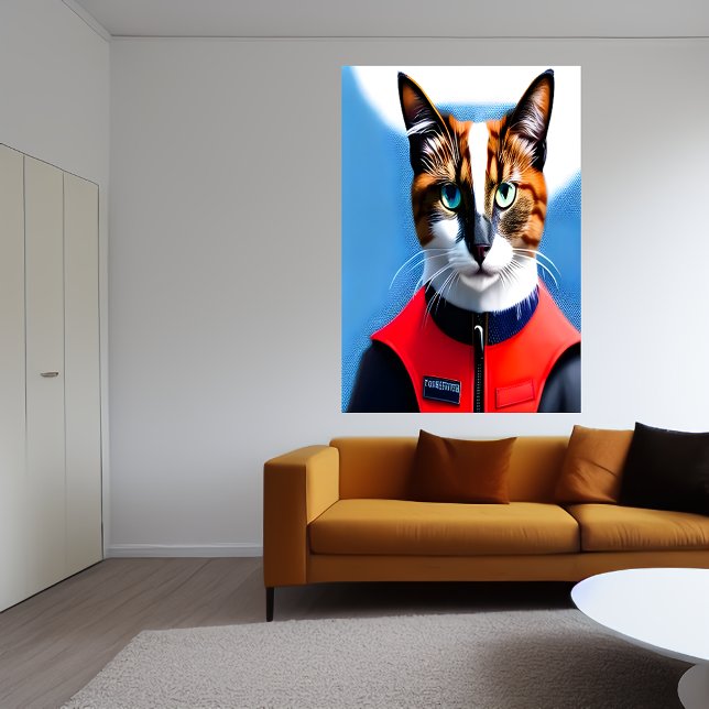 Siamese cat firefighter | AI Art  Poster (Creator Uploaded)