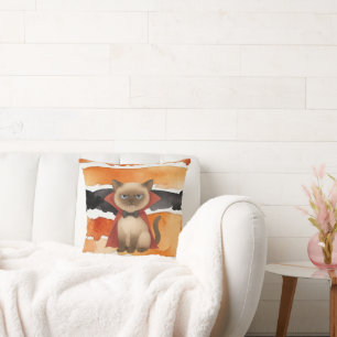 Siamese Cat for Cat Lovers Halloween Themed Cushion