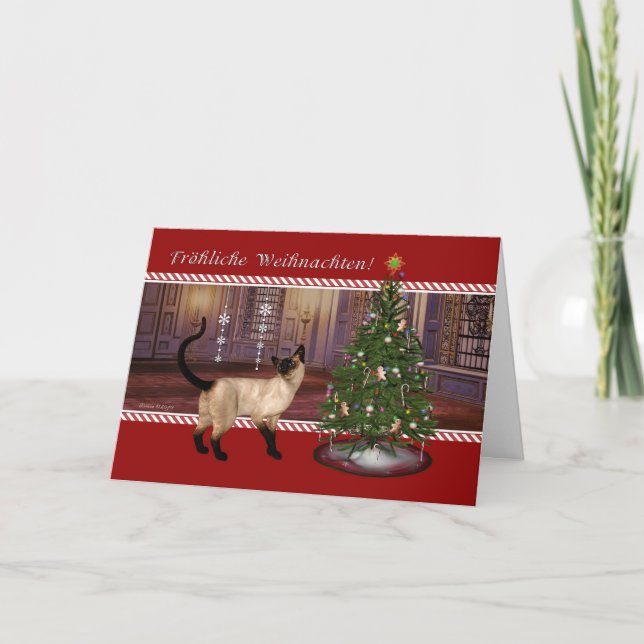 Siamese Cat - Frohe Weihnachten German Card (Front)
