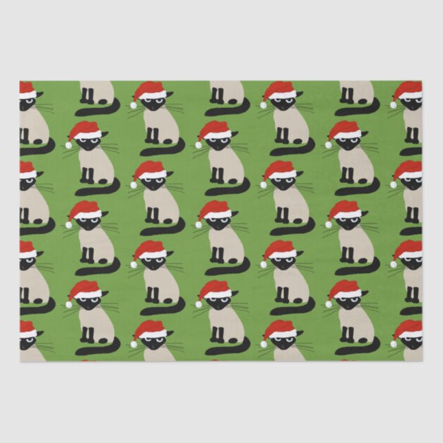 Siamese Cat Funny Santa Kitty Christmas Tissue Paper (Front)