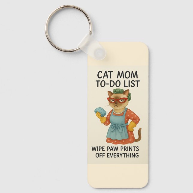 Siamese Cat Funny to do list for Cat lovers Key Ring (Front)