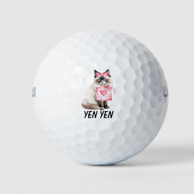 "Siamese Cat Golf Balls – Purrfect for Golf Lovers (Front)